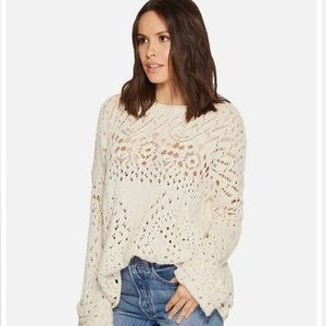 Free People Traveling Lace Cotton Sweater